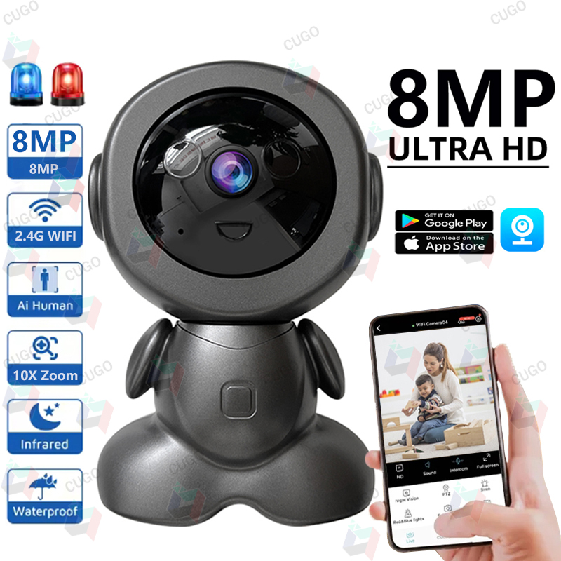 Home Security Robots - 8 МП Wi-Fi PTZ IP-камера для